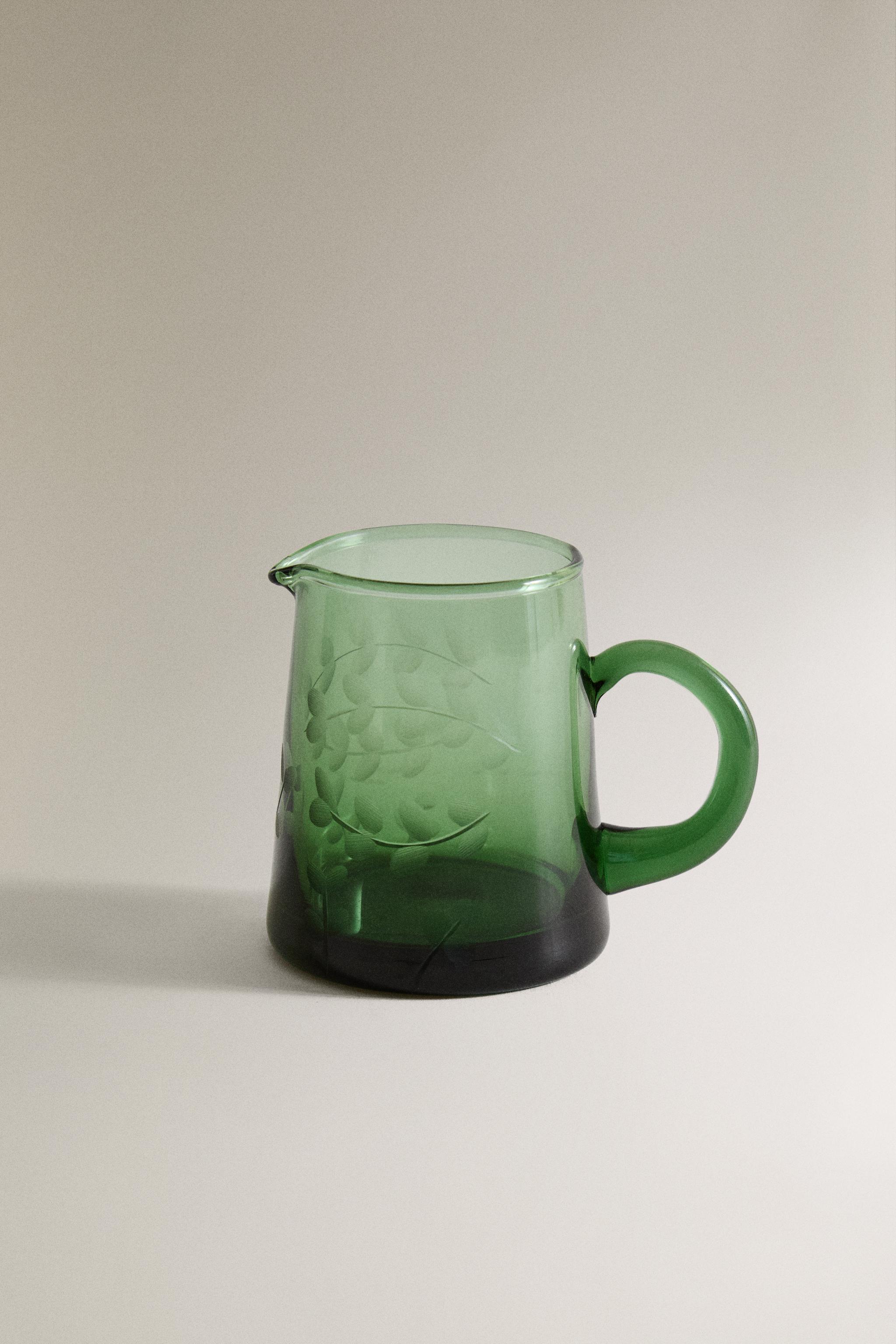 CHRISTMAS GLASS LEAF MILK PITCHER